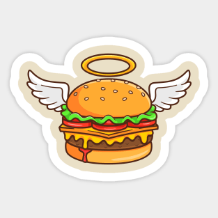 Angel Burger Flying Cartoon Sticker